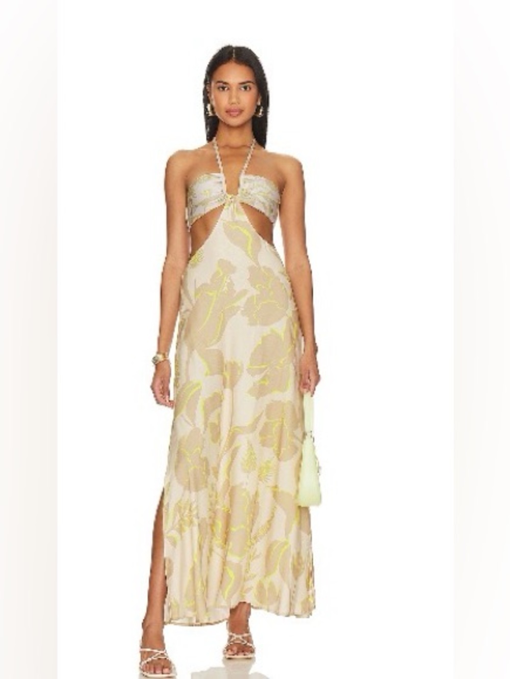 BOAMBAR Lazuli long Cutout Maxi Dress in Cream and Yellow